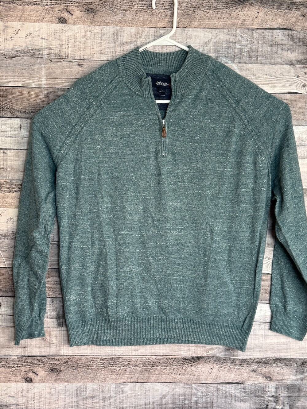 Johnnie O 1/4 Zip Mott Sweater Mens Large Green Cotton Golf Outdoors